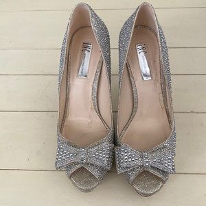 INC sparkle stilettos in size 7. Open toe with bow.